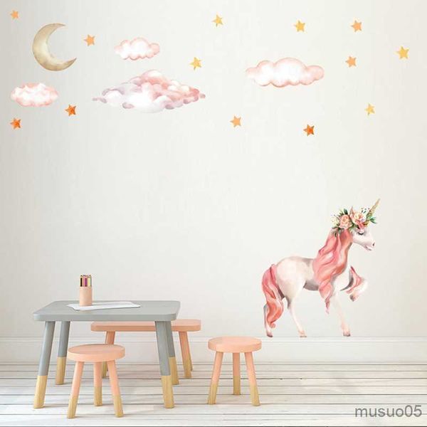 Adesivi giocattolo per bambini Adesivi murali magici Animali colorati Stelle cavalli Decalcomanie da muro per cameretta per bambini Poster Wallpaper Decorazioni per la casa