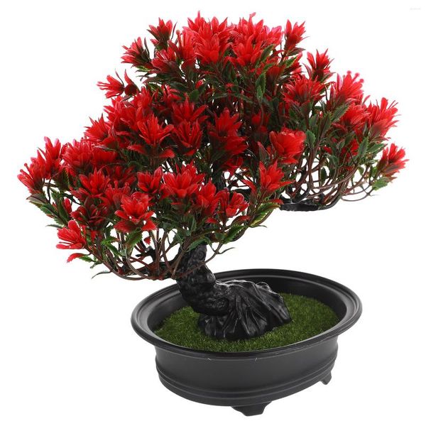 Flores decorativas Bonsai Tree Artificial Fake Potted Decor Pine Faux Pot realista de acolhimento de simulação Office Green Banheiro Banheiro Indoor