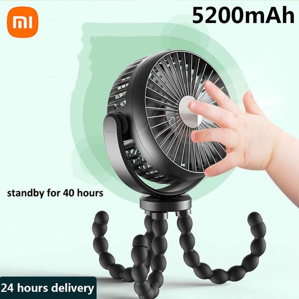 Ventilatori Xiaomi Ventilatore portatile per passeggino Ventilatore elettrico USB manuale alimentato Piccoli ventilatori pieghevoli ricaricabili Mini ventilatore Silenzioso dispositivo di raffreddamento esterno