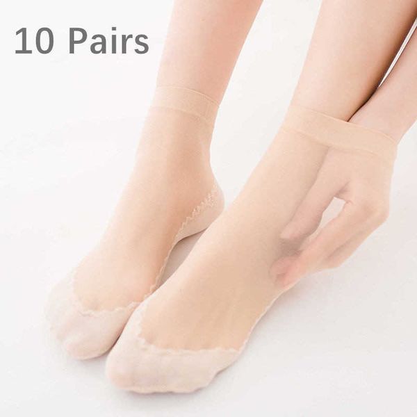 Socken Strumpfwaren 10 Paar Damen Sommer transparente dünne süße Socken Set coole atmungsaktive Damen japanische Kaii Seidensocken Set für Frauen Großhandel P230515