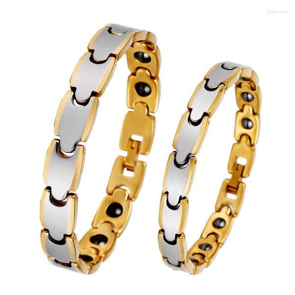 Link Bracciali Uomo Donna Tungsteno Elettrolitico Colore oro Coppia sana Magnete Bracciale Gioielli