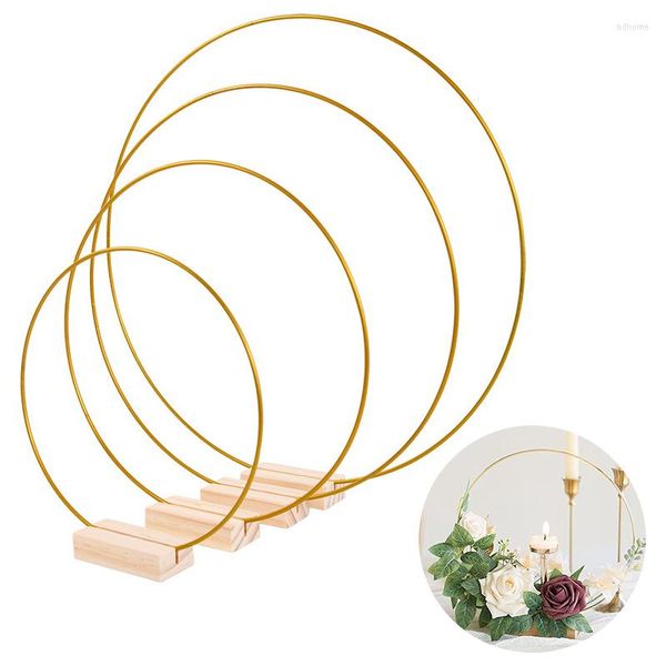 Flores decorativas Metal Floral Hoop Circle Ring Frame Diy Wreath Flower Garland Ornament Ornament Wood Card Titular Mesa de festas de casamento