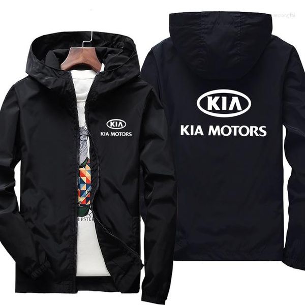 Moletons masculinos Spring Autumn Moda Men para Kia Motors Logo Jaqueta à prova de vento moletom com capuz Sworkshirts zíper de manga longa S-7xl