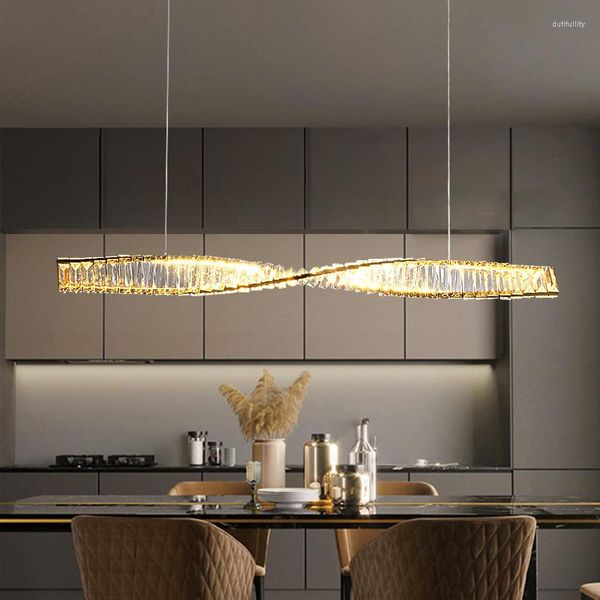 Lâmpadas pendentes de lustre de cristal moderno One Spiral Luxury Kitchen Island Bar Sala de jantar Suspensão LED LUSTES LUSTES