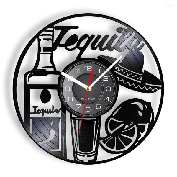 Orologi da parete Beverage Dringking Record Clock Tequila Time Art Vintage Drinking Bar Pub Sign Wine Guy Gift