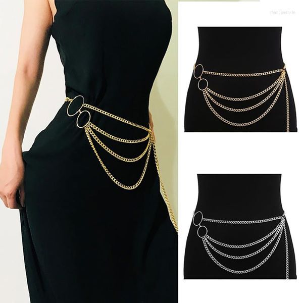 Gürtel Quaste Goldkette Gürtel für Frauen Kleider Designer Punk Fransen Silber Taille Metall Goldenes Kleid