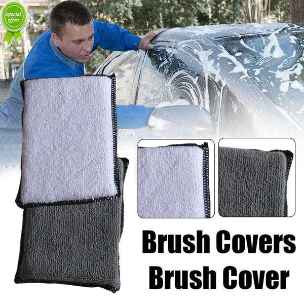 Auto 2/4Pcs Auto Innen Fleece Schrubben Schwamm Für Kunststoff Leder Auto Reinigung Mikrofaser Handtuch Wachs Schwamm auto Reinigung Werkzeuge