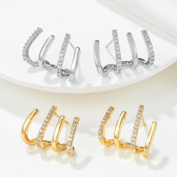 Orecchini a bottone 1 paio di rame minuscolo luce lusso quattro zampe gioielli piercing zircone per le donne carino minimalista regalo di tendenza alla moda