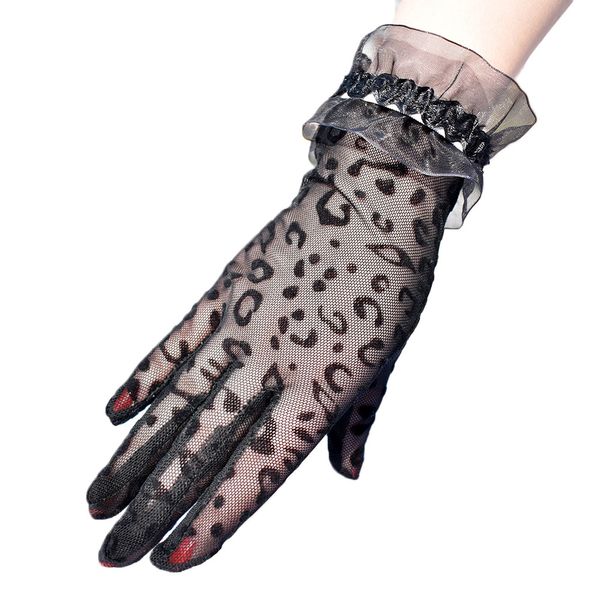 4 Paar modische Damen-Handschuhe mit Leopardenmuster, atmungsaktiv, Netzstoff, zum Fahren, Sonnenschutz-Handschuhe