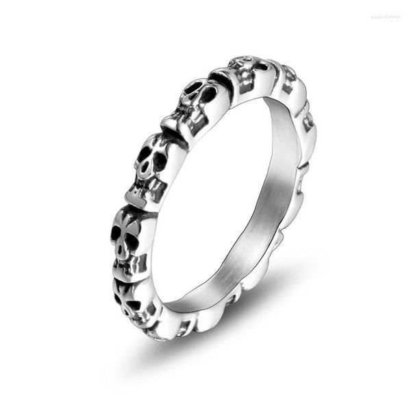 Cluster Rings S7 E-commerce Elements Titanium Skull Series Anello sottile che termina per uomini e donne Coppie SA737