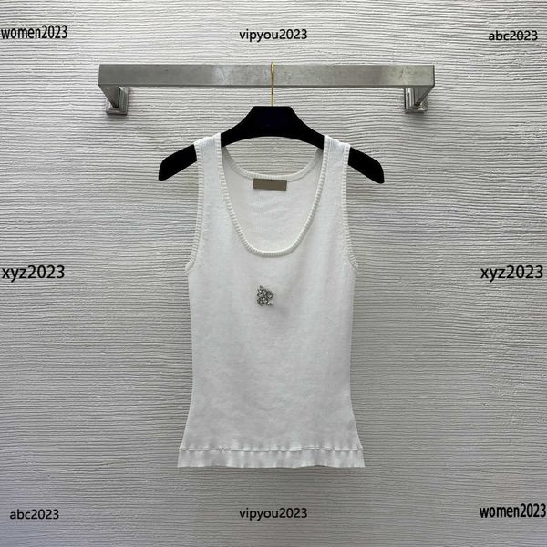 diesel top Donna Maglia calda ragazza Camis Primavera Petto tempestato di diamanti logo U-collo canotta canotta lavorata a maglia Nuovo arrivo