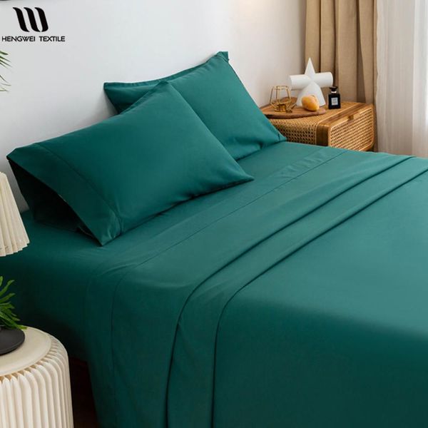 Set lenzuola da letto da 4 pezzi Set tasche profonde Lenzuola ecologiche senza rughe da 16 pollici Set di biancheria da letto per hotel lavabile in lavatrice Queen King Size