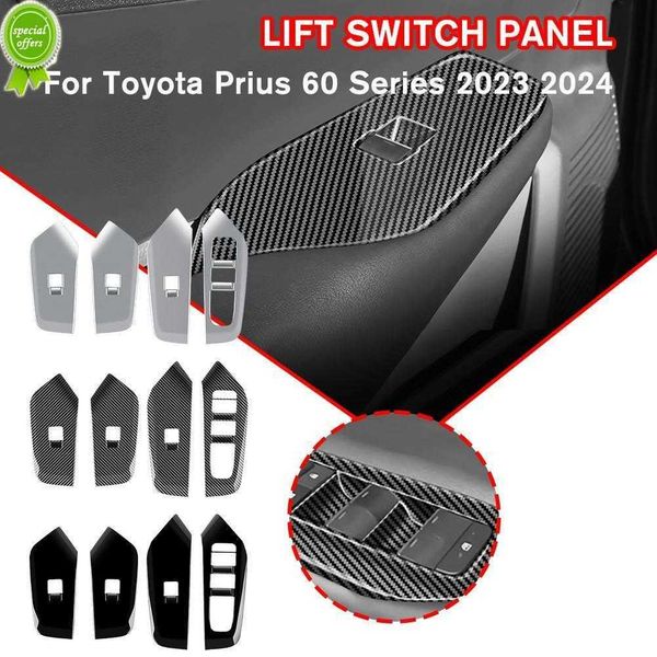 Novo RHD para Toyota Prius 60 Série 2023 2024 Interior CAR Janela de fibra de carbono Janela de vidro Botão do botão Tampa de ajuste Painel do apoio de braço da porta