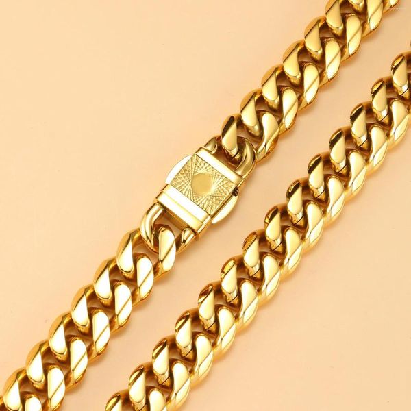 Серьги ожерелья устанавливают изысканная кубинская цепочка звена на шею 18 тыс. Золото.