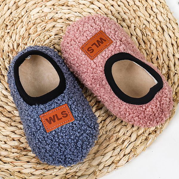 Slipper Autumn Winter Kids Slippers Criandler meninos meninas Flip Flip Flush Cartoon Baby Floor Indoor Sapatos Crianças de Casa Soft quente 230516