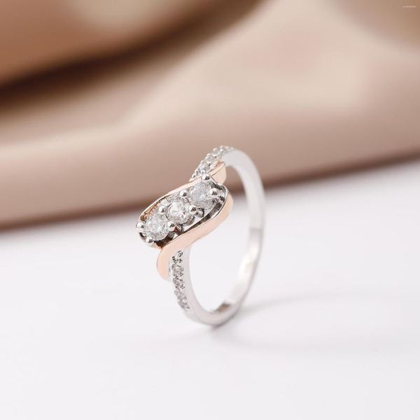 Anéis de casamento Fashion Two Color Cross White Zircon Classic Noiving Ring for Women Romantic Romantic
