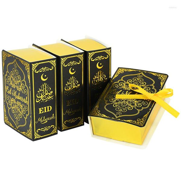 Broca de presentes 10pcs Livro da forma Eid Mubarak Box Golden Chocolate Candy Ramadan Decoration Home Islâmico Festival Festival Festival Supplies