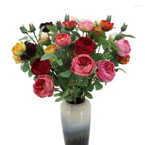 Декоративные цветы 5 шт. Красные розовые розы Свадебный букет DIY Декорирование искусственных вечеринок красивые высококачественные