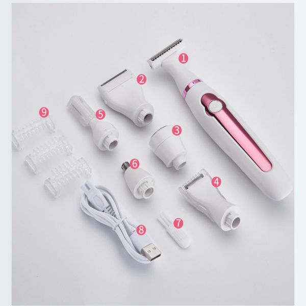 Newst 6 In 1 Elektrik Saç Çıkartma Şarj Edilebilir Lady Tıraş Tavun Saç Kırpma Kaş Müdür Bacak Koltuk altı Bikini Düzeltici Kadın Epilator