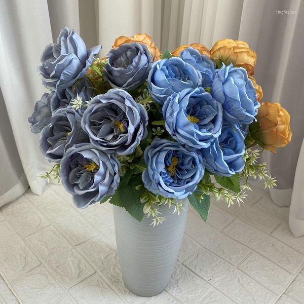 Dekorative Blumen Künstlicher Austin-Rosenstrauß Hochzeit Pografie Requisiten Blume Zuhause Wohnzimmer Garten El Desktop Rosa Blaue Rosen