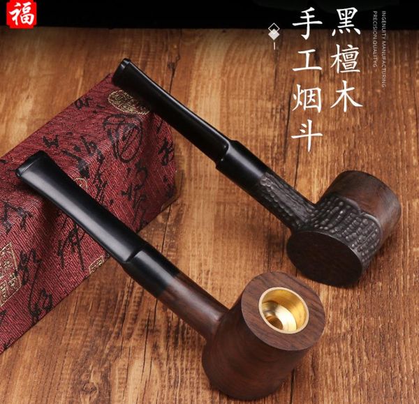 Pipe da fumo Pentola in rame di legno di sandalo Shihei, pipa a tre usi, filtro in legno massello fatto a mano, tabacco tagliato