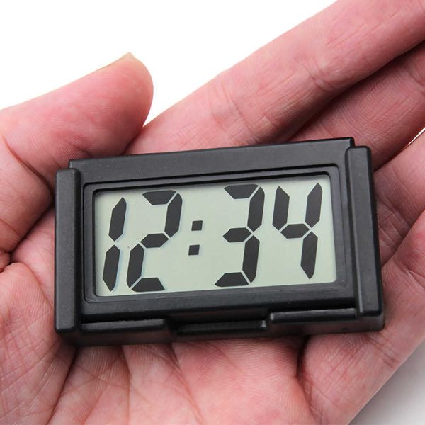 Relojes de mesa de escritorio En el automóvil Mini reloj digital para automóvil Tablero de instrumentos Adorno autoadhesivo Reloj electrónico con pantalla LCD Pantalla de tiempo Automotriz Stick On Watch AA230515