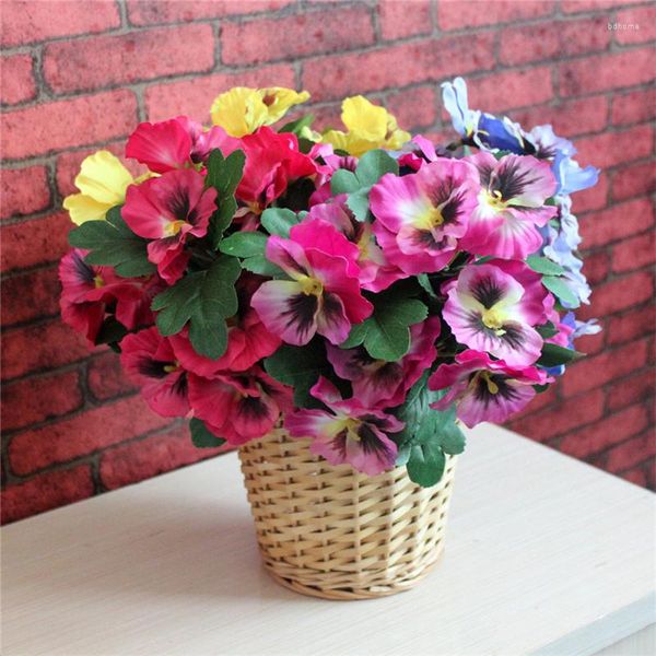 Flores decorativas 1 PC Artificial Silk Flower Flower Pansy Mesa de casamento Mesa de jardim de decoração de decoração de casa simulação falsa