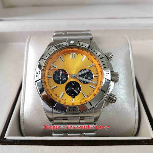 Relógio masculino de 3 cores de alta qualidade 42 mm Chronomat B01 Series 42 AB0134101K1A1 Chronograph Workin Sport Watches Sky Blue Dial Cronômetro VK Quartz Men's Wristwatches