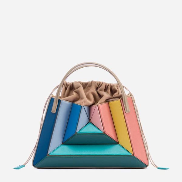 Tasarımcı Orijinal Deri Kova Çanta Çanta Deri Drawstring Tuval Omuz Çantaları Geometrik Deriler Akşam Çantalar Çapraz Vücut Çantalar