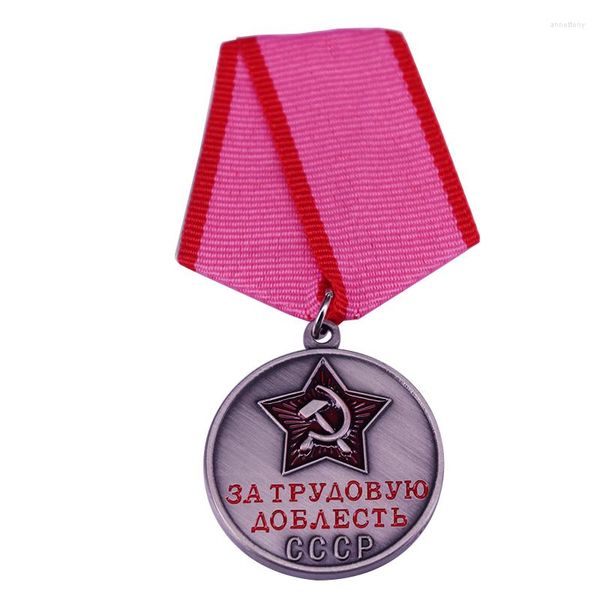 Spille Sovietico Lavoro Pensionato Medaglia Distintivo CCCP Stella Rossa Spilla Smaltata Spilla Colletto Onore Retro Spilla Comunismo Spilli Gioielli