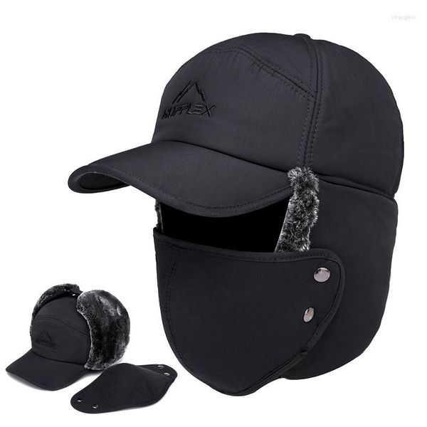 Berretti Uomo Inverno Caldo Flce Bomber Cappelli Pieghevole Rimovibile Cap Outdoor Antivento Full Face Cover Cappello Ciclismo Running Cappellini da sci