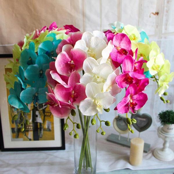 Dekoratif Çiçekler 1 PCS 7 Başlık 80cm Yapay Çiçek Phalaenopsis Lateks Silikon Gerçek Touch Büyük Orkide Orchide Düğün Simülasyon Zanaat