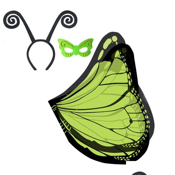 Traje de tema Dreamy Dreamy Dressups Fancif Fabric Wings Green Monarch Butterfly Party Drop Drop Deliver