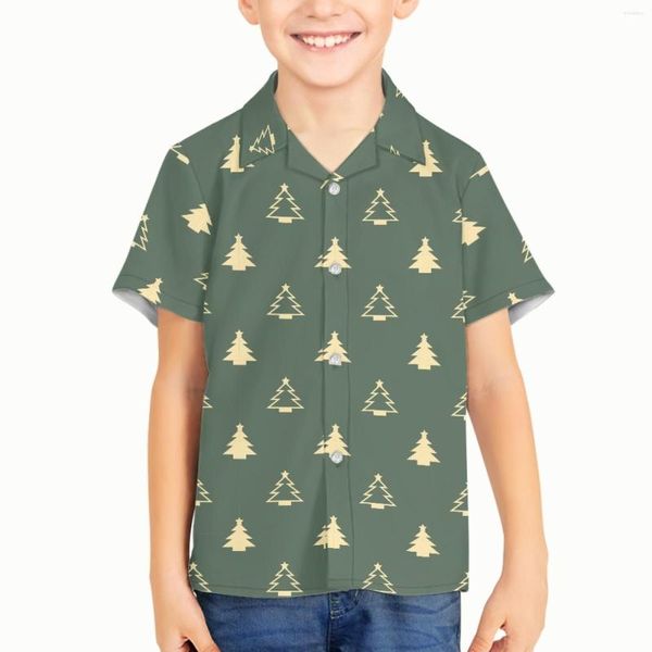 Camicie casual da uomo Design natalizio Modello festivo Abbigliamento per bambini Primavera Autunno Ragazzi Patchwork Top monopetto Boy Baby Beach