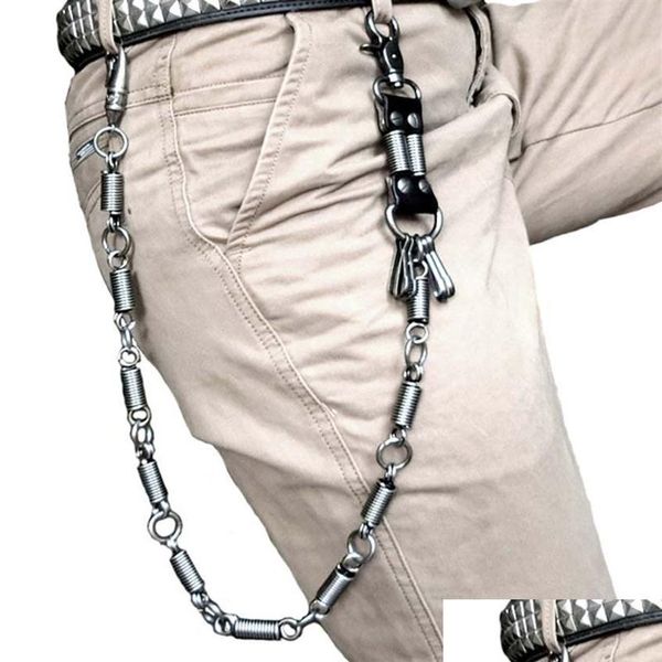 Schlüsselringe Hip Hop Punk Männer Frühling Spiralgürtel Taille Kette Männliche Jeans Metall Rock Kleidung Zubehör Schmuck268O Drop Lieferung Jewelr Otazw