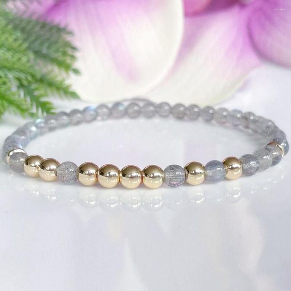 Braccialetti di collegamento MG1795 Bracciale con perline di labradorite da 4 mm Codice Morse personalizzato Regalo personalizzato per amico