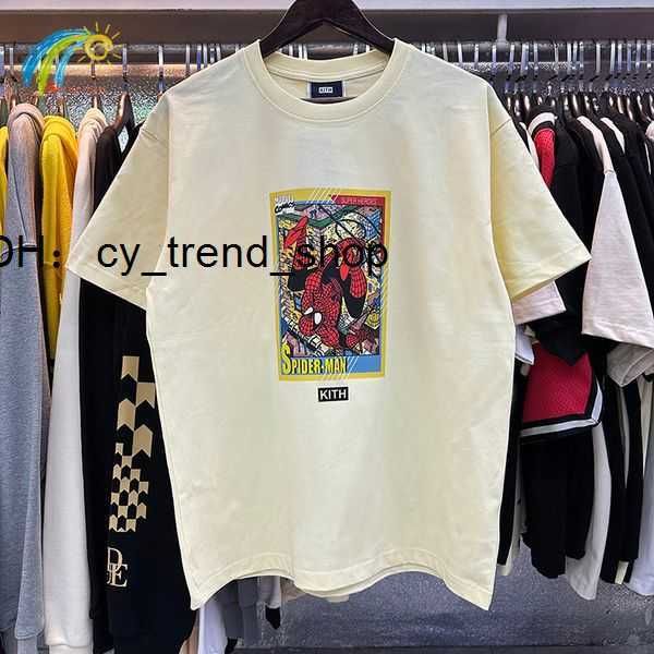 Erkek tişörtler hip hop karikatür karakter baskı kith tshirt erkekler kadınlar en kaliteli rahat pamuklu tişört siyah beyaz kayısı kısa kol 230414