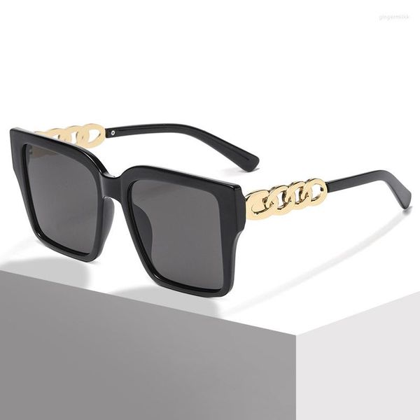 Sonnenbrille Quadratischer Rahmen Kette Bein Groß Für Männer Frauen Marke Design Luxus Trend Retro Männlich Weiblich Auto Fahren Große Gläser Shades