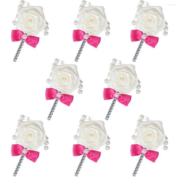 Fiori decorativi Rose Red Sposa e sposo Corpetto Accessori per abiti Nastro Oggetti di scena per matrimoni da uomo fatti a mano da uomo XH0730