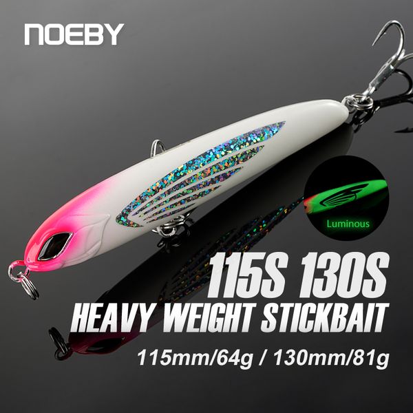 Yemleri Cazibe Noeby Stickbait Ağır Batan Kalem 115mm 64G 130mm 81g Balıkçılık Yem Deniz Bas Ton balığı için yapay sert yemler 230516