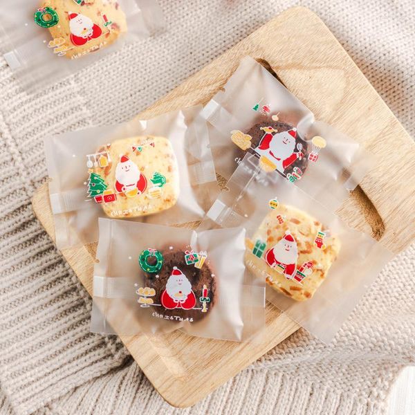 Embrulho de presente 100pcs espessados ​​bolsas de focas de biscoito de natal nougat Candy Biscoit embalagem de natal Ano Favorias Clear Bolsa