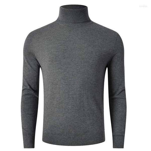 Maglioni da uomo T-shirt intima da uomo in pura lana merino leggera leggera a collo alto - T-shirt da uomo invernale calda e spessa