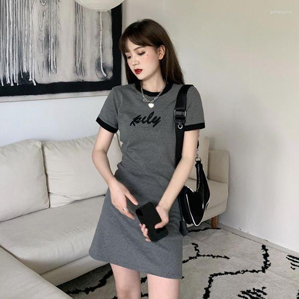 Casual Kleider Sommer Frau Midi Kleid Für Damen Baumwolle Koreanische Mode Simplee Kleidung Solid Black Kurzarm Tops T-Shirt