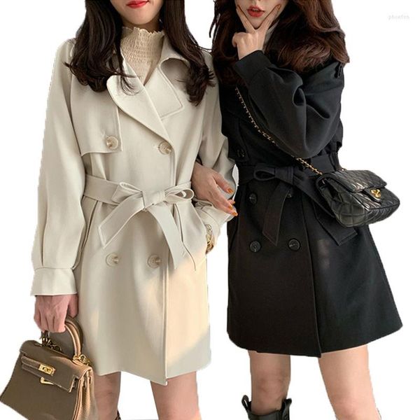 Frauen Trench Coats Chic Women Coat Frühling Herbst Mitte Langzeit Windbrecher Wolle 2023 Winter weibliche Oberbekleidung Loos Ecasaco Feminino