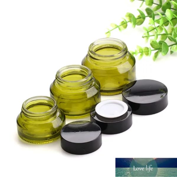 15g / 30g / 50g Classique Verre Vert Crème Pot Vide Rechargeable Cosmétique Lotion Baume À Lèvres Crème Pour Les Yeux Corps Masque Facial Maquillage Échantillon Conteneur De Stockage