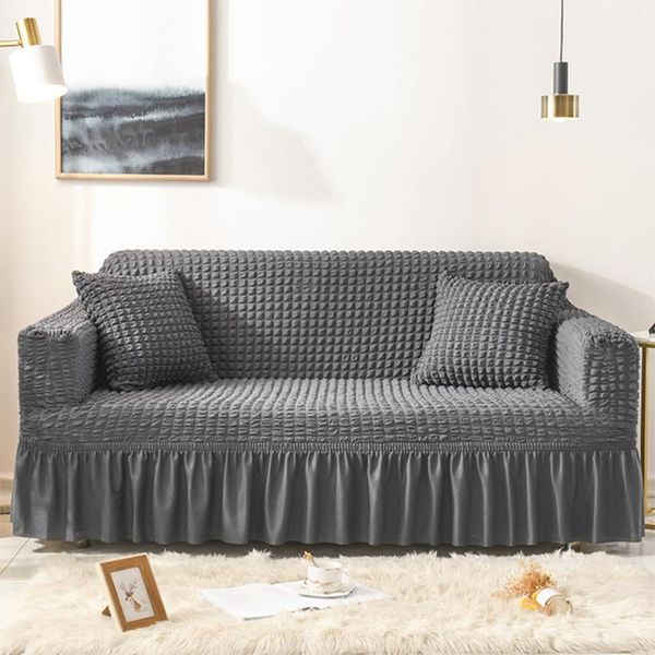 Stuhlhussen, elastische Sofabezug, Wohnzimmer, einfarbig, Gittermuster, eleganter Rock für Sessel, Couch