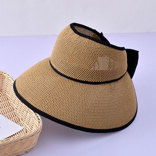 Visores Top vazio 14 cm Big Brim Hat Sun Chapéu dobrável Roll-up Praia Capata de praia verão Casual Cap visors Cap Women Fishermans Hat 230516