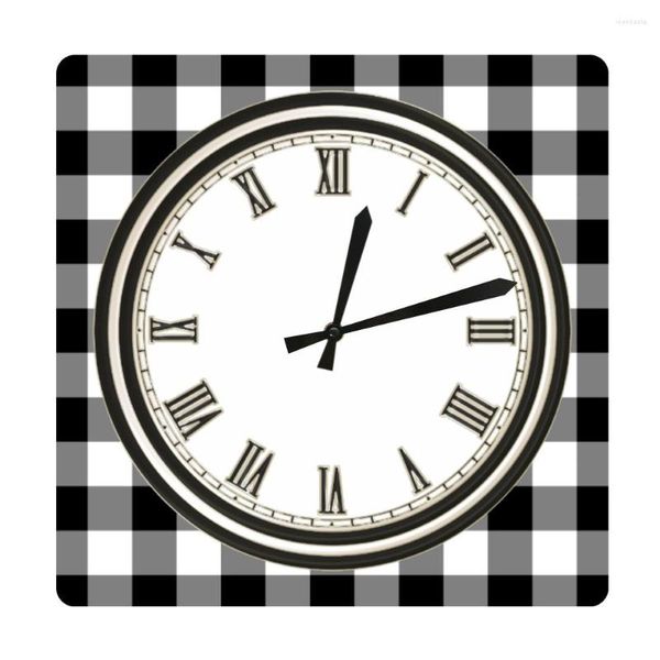 Relógios de parede minimalista em preto e branco Padrão Decoração de cozinha Relógio quadrado estilo country design moderno