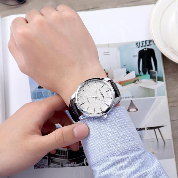 Нарученные часы ноябрь 2023 г. Cuena Watch Men Business Leather Belt Watch Reloj hombre Quartz для мужского подарка Relogio saat