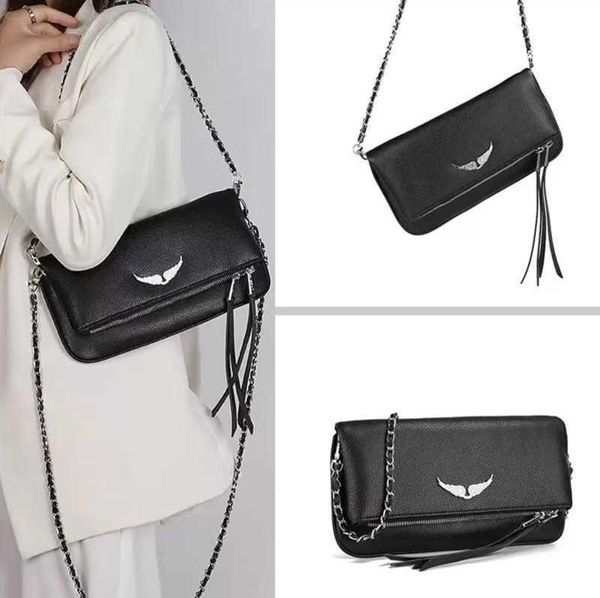 Designer de luxo Saco feminino asas de diamante com o alerta de diamante Mensageiro de pele de carneiro Zadig et Voltaire Bolsas de Crossbody Duas cadeias